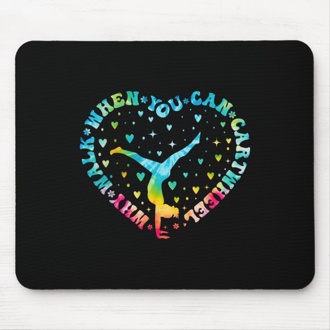 Tie-dye Heart Cartwheel Gymnastics Cheerleader Gym Mouse Pad (Front)