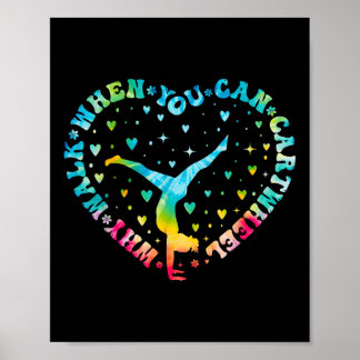 Tie-dye Heart Cartwheel Gymnastics Cheerleader Gym Poster