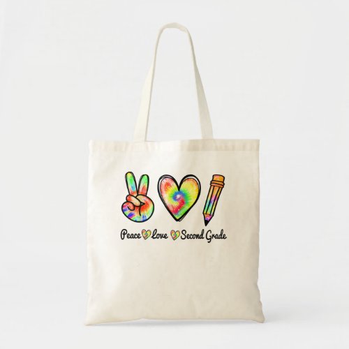 Tie Dye Heart Pencil Second Grade Funny Back To Sc Tote Bag