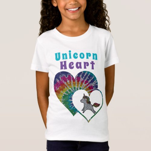 Tie_dye  heart photo printed glitter  Unicorn T_Shirt