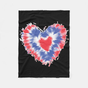 Tie Dye Heart Usa Flag Colors Blue Red And White 4 Fleece Blanket