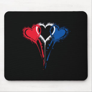 Tie Dye Heart Usa Flag Colors White Red Blue 4th Mouse Pad