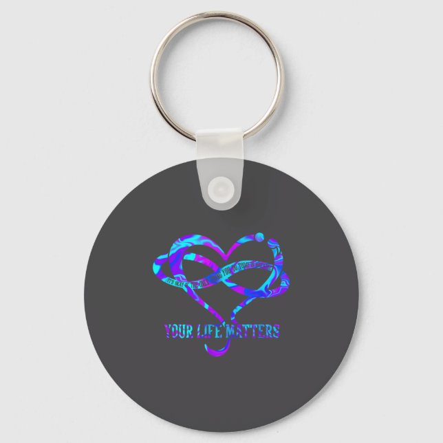 Tie Dye Heart Your Life S Suicide Prevention Aware Keychain (Front)
