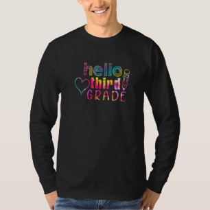 Tie Dye Hello 3rd Third Grade Teacher Student Back T-Shirt