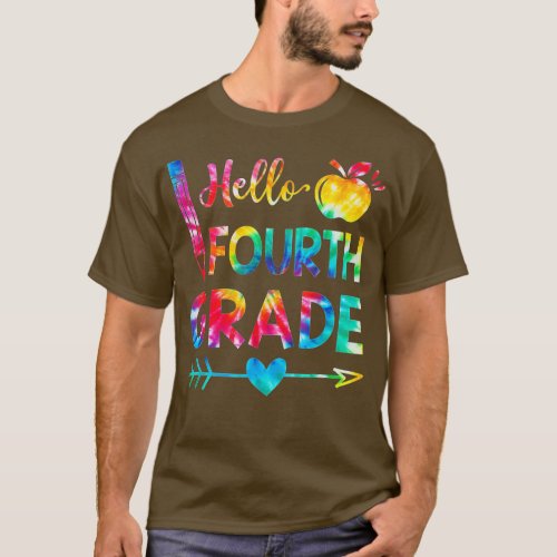 Tie Dye Hello 4th Grade Teachers Students Back To  T_Shirt