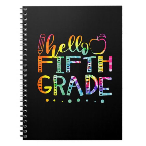 Tie Dye Hello fIFTH TH Grade Teacher Notebook