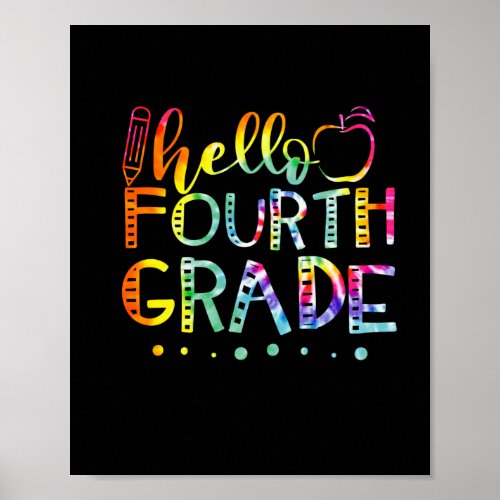 Tie Dye Hello FOURTH TH Grade Teacher Poster