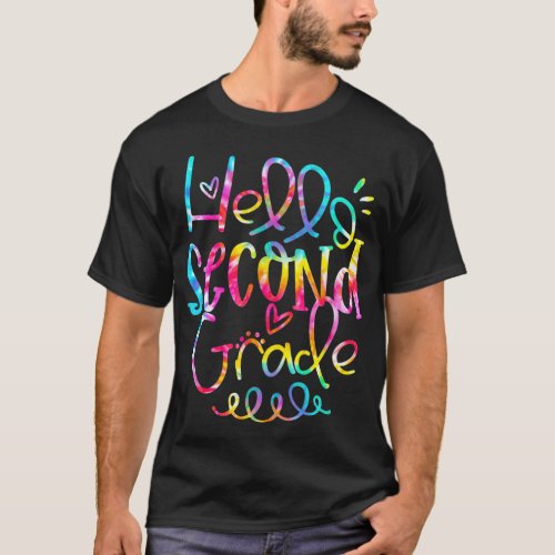 Tie Dye Hello Second 2nd Grade Teacher T_Shirt