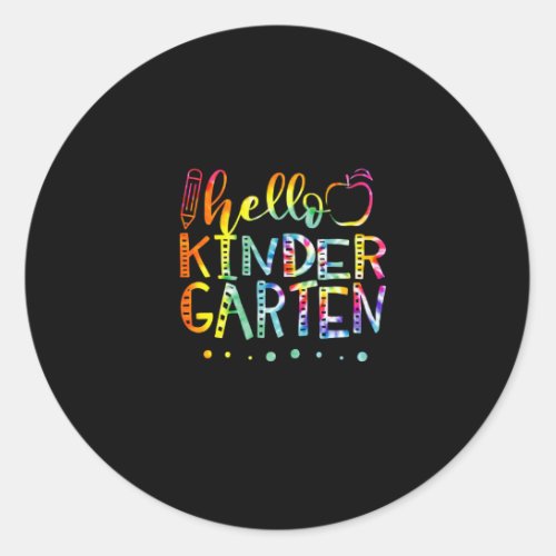 Tie Dye Hello Second Kindergarten Teacher Classic Round Sticker