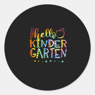 Tie Dye Hello Second Kindergarten Teacher Classic Round Sticker