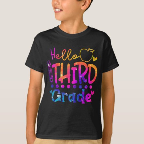 Tie Dye Hello Third 3rd Grade Teacher T_Shirt