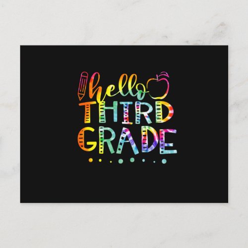 Tie Dye Hello THIRD RD Grade Teacher Announcement Postcard