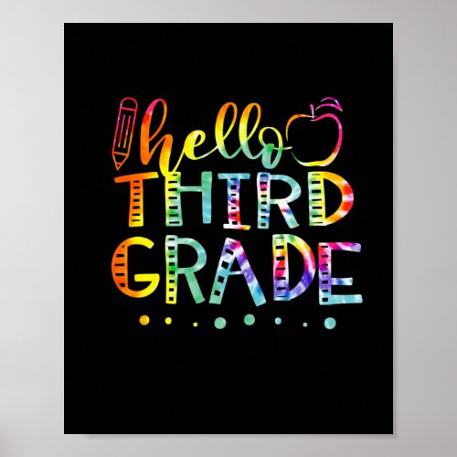 Tie Dye Hello THIRD RD Grade Teacher Poster