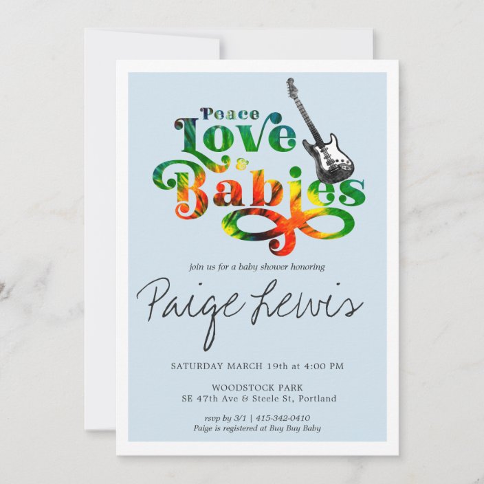 tie dye baby shower invitations