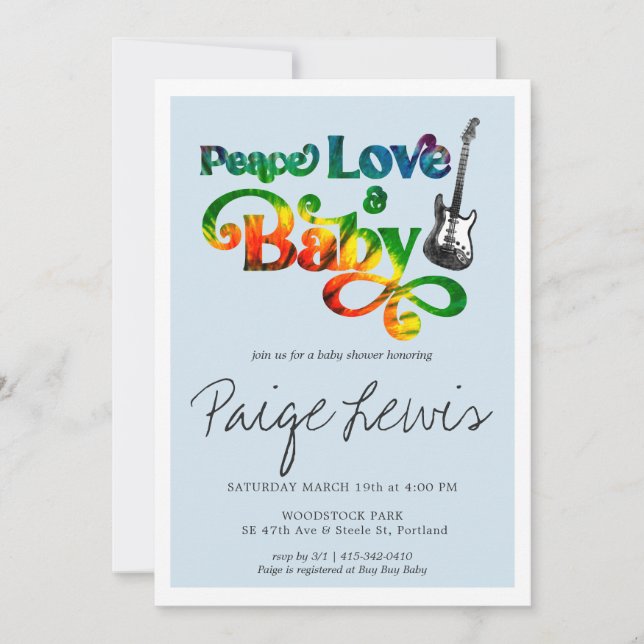 Tie Dye Hippie Baby Shower Invitation (Front)