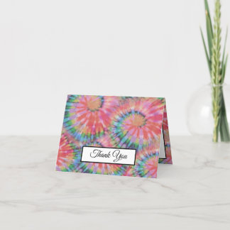 tie dye hippie colorful rainbow thank you card