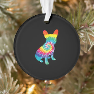 Tie Dye Hippie French Bulldog Gift For Dog Lover Ornament