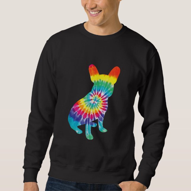 Tie Dye Hippie French Bulldog Gift For Dog Lover Sweatshirt (Front)