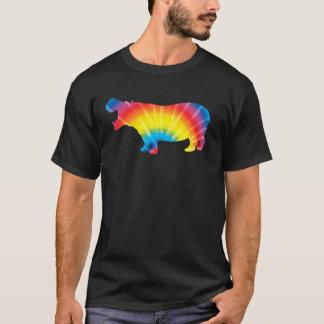 Tie Dye Hippopotamus Rainbow Print Herd Hippie Pea T-Shirt
