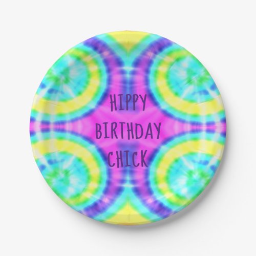 Tie Dye Hippy Birthday Paper Plate