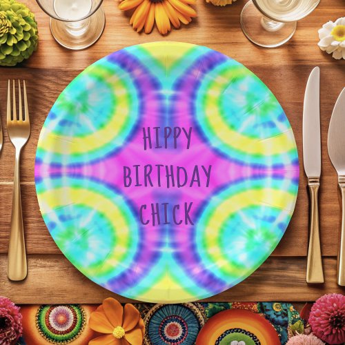 Tie Dye Hippy Birthday Paper Plate