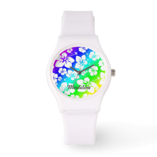 Tie Dye Hisbiscus Watch with name CUSTOMIZABLE