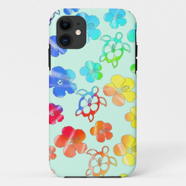 Tie Dye Honu And Hibiscus Case-Mate iPhone Case (Back)