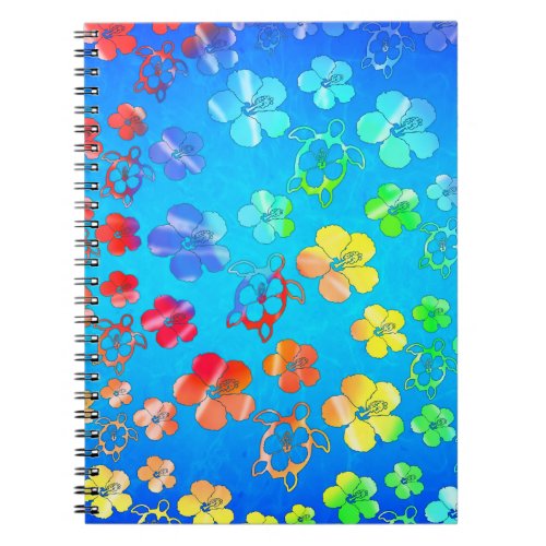 Tie Dye Honu And Hibiscus Notebook