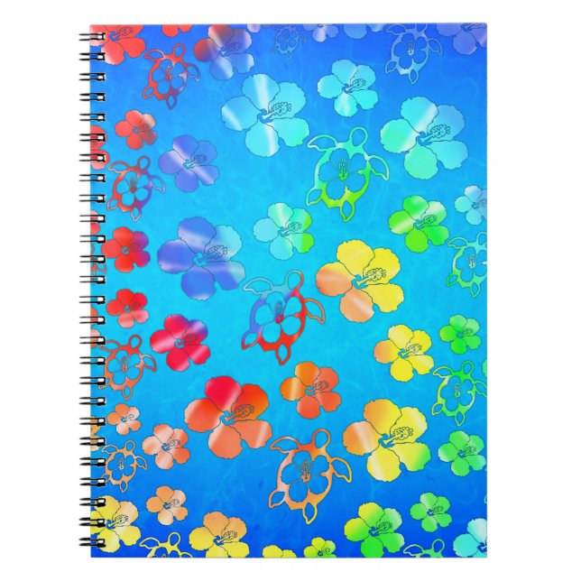 Tie Dye Honu And Hibiscus Notebook (Front)