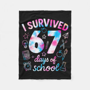 Tie Dye I Survived 67 Days Of School Funny Six Sev Fleece Blanket