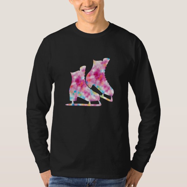 Tie Dye Ice Skates Ice Skating Figure Skating Girl T-Shirt (Front)