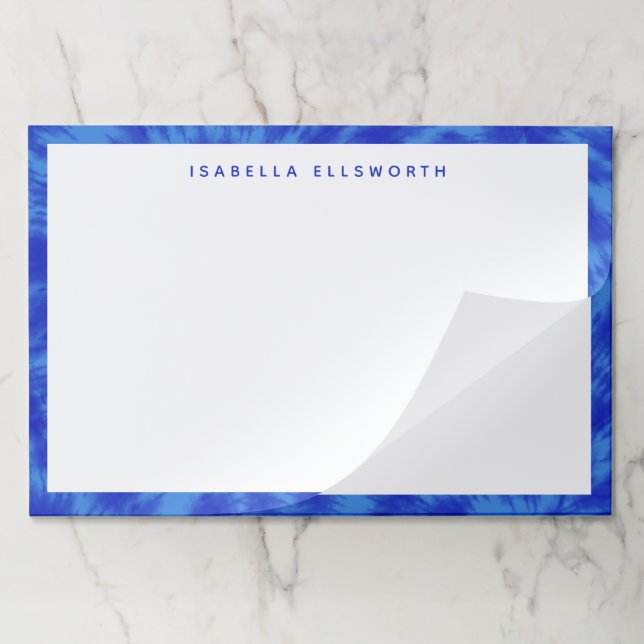 Tie Dye in Blue Personalized Paper Pad (Folded)