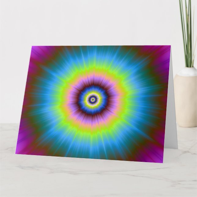 Tie-Dye in Blue Pink Yellow Greeting Card (Front)
