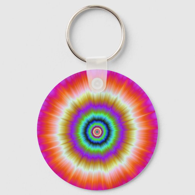Tie-Dye in Violet Red and Green Key Chain (Front)