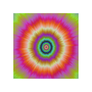 Tie-Dye in Violet Red and Green Wood Canvas