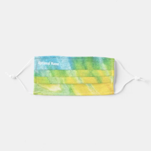 Tie Dye in Yellow Green and Blue Monogram Name Adult Cloth Face Mask