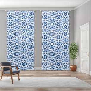 Tie Dye Indigo Blue Shibori Pattern Blackout Curtains