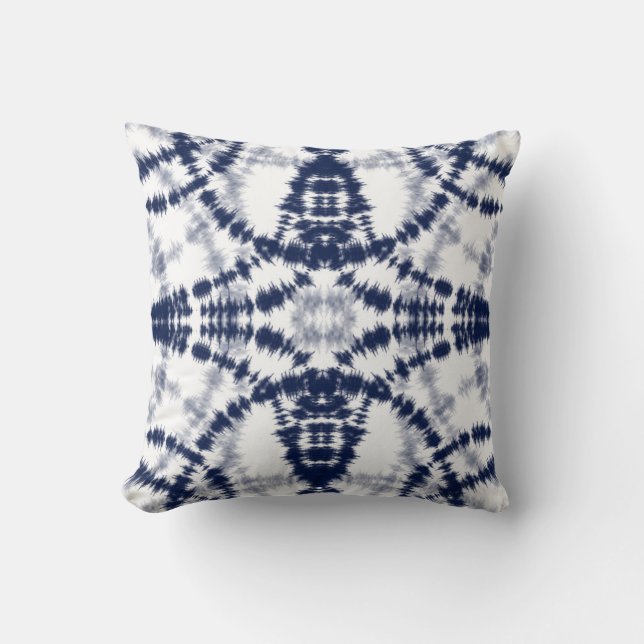 Tie Dye Indigo Throw Pillow (Front)