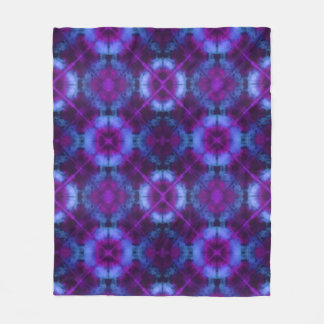 Tie Dye Kaleidoscope Vibrant Blue Purple Magenta Fleece Blanket