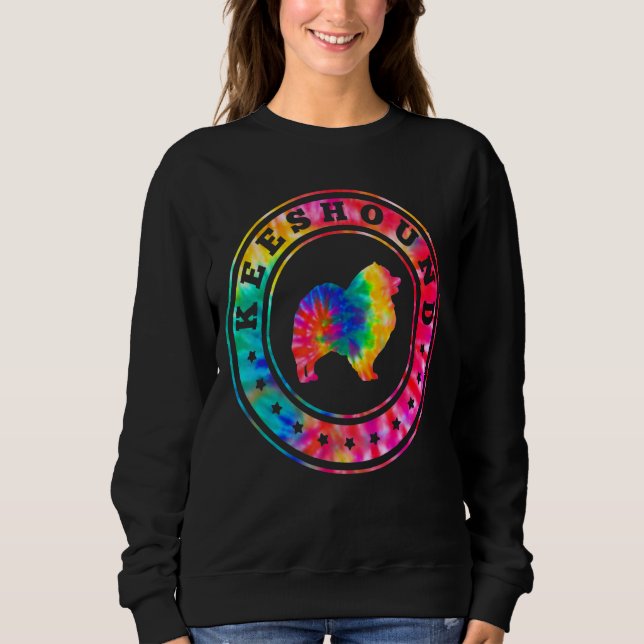Tie Dye Keeshound Dog Mom Dad Pet Sweatshirt (Front)
