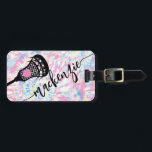 Tie Dye Lacrosse Monogram Name Luggage Tag<br><div class="desc">Personalized Tie Dye Lacrosse Luggage bag tag with a simple cute lacrosse stick graphic and custom name or text in a feminine girly and modern pretty script font monogram and pastel pattern. Any girls or womens lacrosse team member or club player will love the fun and cute design of this...</div>