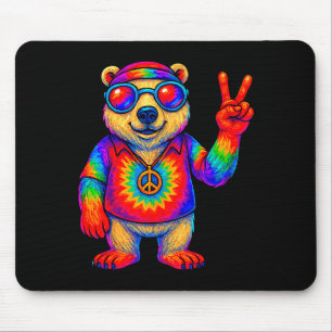 Tie-dye Lar Bear Peace Sign Hip  Mouse Pad