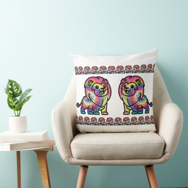 Tie Dye Lion Throw Pillow (Chair)