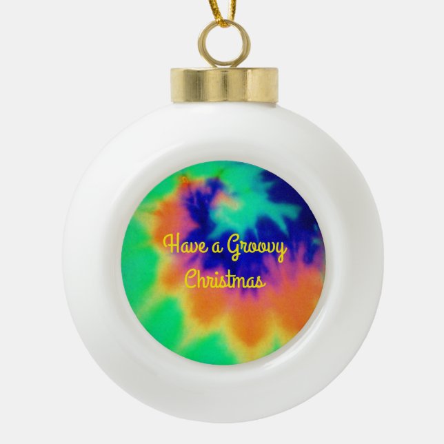 Tie Dye Look Christmas Ball Ornament (Front)
