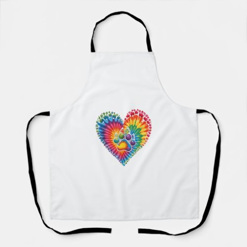 Tie Dye Love Dog Paw Print Heart Cute Dog Lovers P Apron