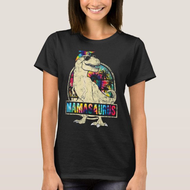 Tie Dye Mamasaurus Dinosaur Rex Mama Mommy Mother' T-Shirt (Front)