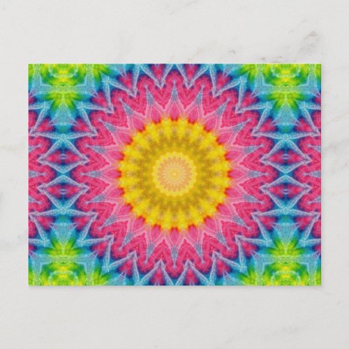Tie Dye Mandala Kaleidoscope Medallion Flower Postcard