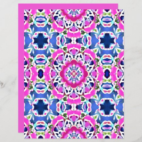 Tie Dye Mandala Pattern Denim Blue and Pink 