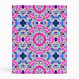 Tie Dye Mandala Pattern Denim Blue and Pink     Mini Binder