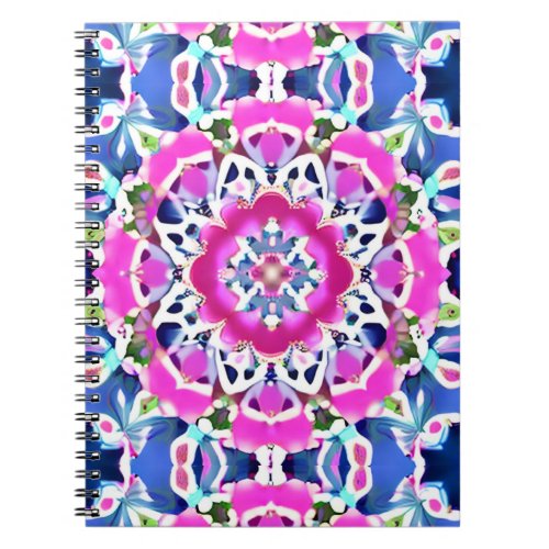 Tie Dye Mandala Pattern Denim Blue and Pink     Notebook